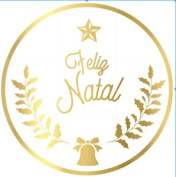 Adesivo "Feliz Natal" - Ref.2052 - Hot Stamping - 50 unidades - Stickr - Rizzo