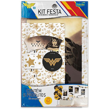 Kit Festa Mulher Maravilha Luxo - 01 unidade - Festcolor - Se tem quem faça  tem quem compre - Embalagens e Festas