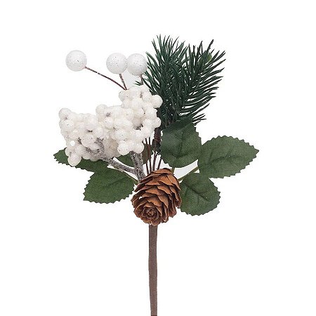 PickGalho Folhas e Frutas Branco e Marrom - 14cm  - 1 unidade - Cromus - Rizzo
