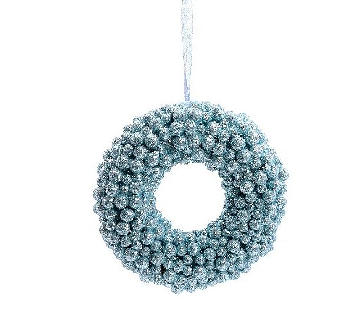 Enfeite p/ Pendurar Redondo Flocado - Azul - 20 cm - 1 unidade - Cromus - Rizzo