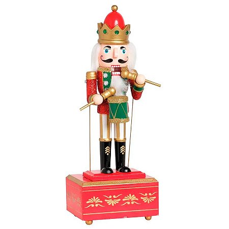 Soldado Quebra Nozes c/ Tambor Dourado/Movimento - 30 cm x 12 cm - 1 unidade - Cromus - Rizzo