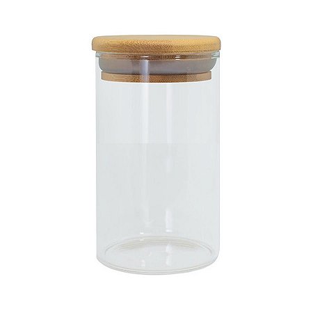 Pote de Vidro Hermético com Tampa de Bambu 10x18cm - 1 unidade - Yoss - Rizzo