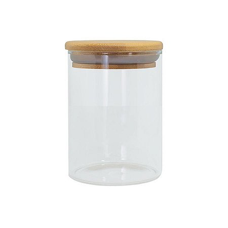Pote de Vidro Hermético com Tampa de Bambu 10x12cm - 1 unidade - Yoss - Rizzo