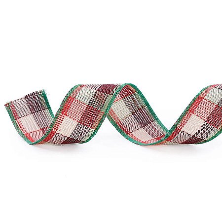 Fita Xadrez Vermelho e Verde - 3,8cm x 914cm - 1 unidade - Cromus - Rizzo