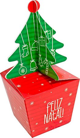 Caixa Pop Up - Árvore de Natal - "Feliz Natal" - Ref. C3837 - 10 unidades - Ideia Embalagens - Rizzo