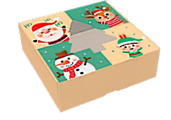 Caixa para Doces - Delicata (9 Doces) - c/ Visor de Árvore de natal - 10 unidades - Ideia Embalagens - Rizzo