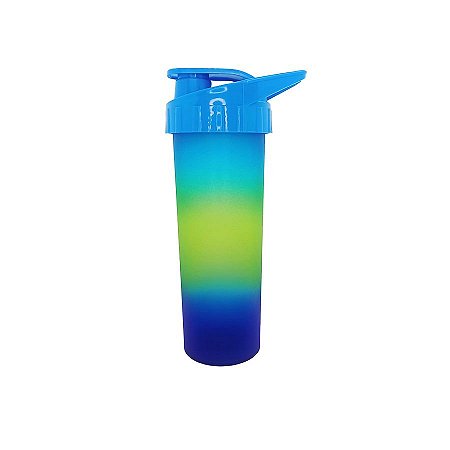 Garrafa Ice Degradê - Azul Royal, Amarelo e Azul Claro Fosco - Tampa Azul Claro - 1 unidade - Rizzo