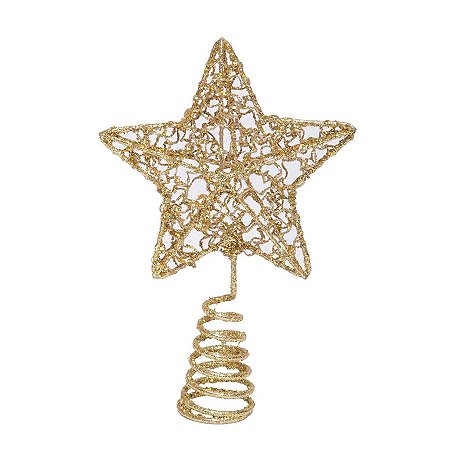 Topo de Árvore de Natal Estrela Mini Cor Ouro - 1 unidade - Cromus - Rizzo
