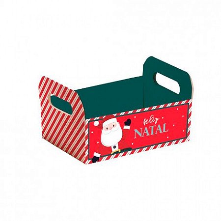 Caixote Decorativo de Papel Cartão - Papai Noel (Nicolau) - 1 unidade - Cromus - Rizzo
