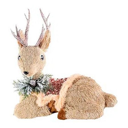 Rena Decorativa Deitada - Laço Pinheiro - 30 cm x 27 cm - 1 unidade - Cromus - Rizzo