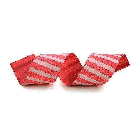 Fita Decorativa 6,3cm x 9,14m - Faixa Listras Vermelha - 1 unidade - Rizzo
