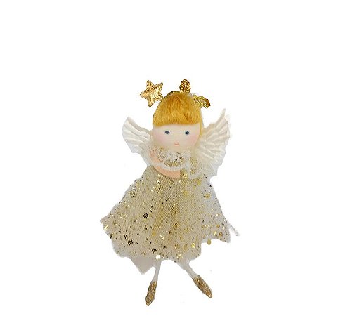 Enfeite Anjinhos p/ Pendurar Cor Dourado - Cromus Natal - 1 unidade - Rizzo