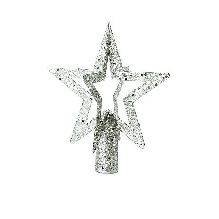 Topo Arvore de Natal Estrela Vazada Prata - Cromus Natal - 1 unidade - Rizzo