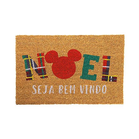 Capacho de Fibra Natural - Noel Mickey - 60x40cm - Natal Disney - 1 unidade - Cromus - Rizzo
