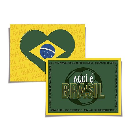 Jogo Americano Individual para Mesa " 42x32cm"  -   Brasil Copa 2022 - 8 unidades - Cromus
