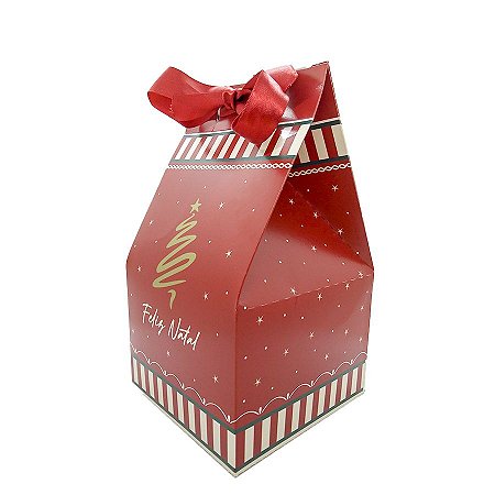 Caixa Panetone - Louvre - 14 x 14 x 22,5 cm - 500 g - Cromus Natal - 10 unidades - Rizzo