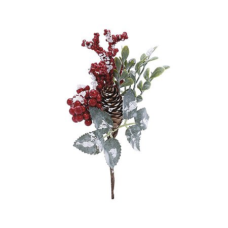 Pick com Pinha  e Frutas  - Vermelho  - Cromus Natal - 1 unidade - Rizzo
