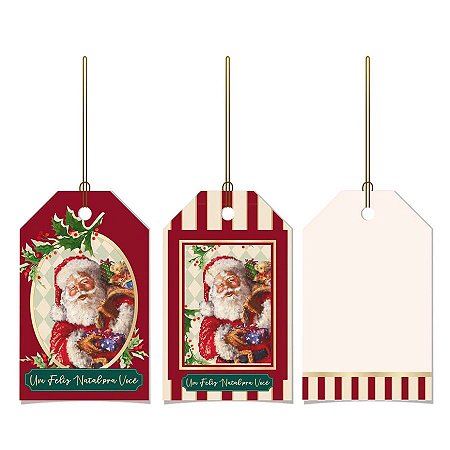 Tags de Natal - Noel Carmin - 8 x 5 cm - Cromus Natal - 12 unidades - Rizzo