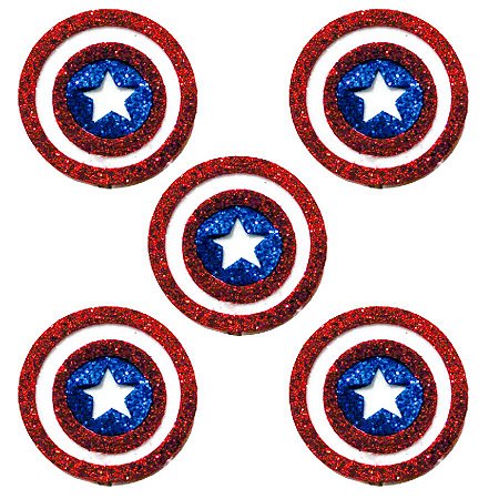 Aplique Gliter Vingadores Capitão América - 06x05 - Ref.331004 - 6 unidades - Piffer - Rizzo