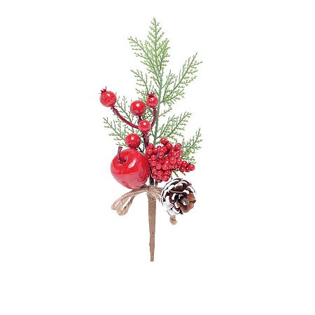 Galhos Folhas e Frutas Vermelhas - Cromus Natal  - 1 unidade - Rizzo