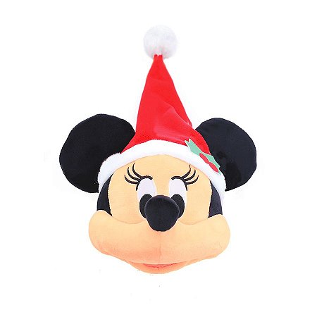 Pelúcia Cabeça Minnie c/ Gorro de Natal - 20 cm - 1 unidade - Disney Original - Rizzo