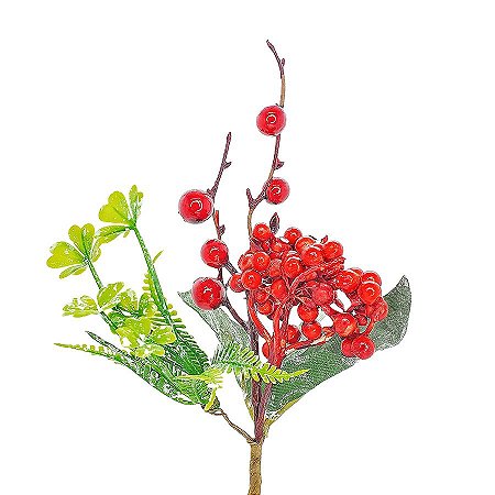Galho Curto - Vermelho e Verde - Cromus Natal - 1 unidade - Rizzo