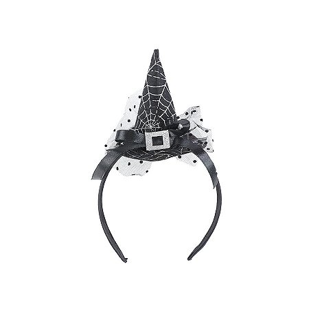 Tiara Chapéu de Bruxa c/ Estampa deTeia - Preta - 1 unidade - Cromus - Rizzo