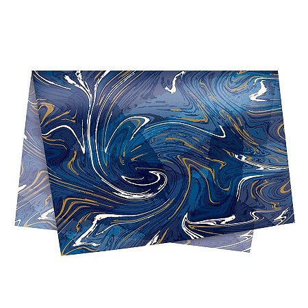 Papel de Seda - 49x69cm - Marmorizado Azul - 10 unidades - Cromus - Rizzo