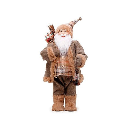 Papai Noel Rústico em Pé Segurando uma Lanterna - 1 unidade - Cromus - Rizzo