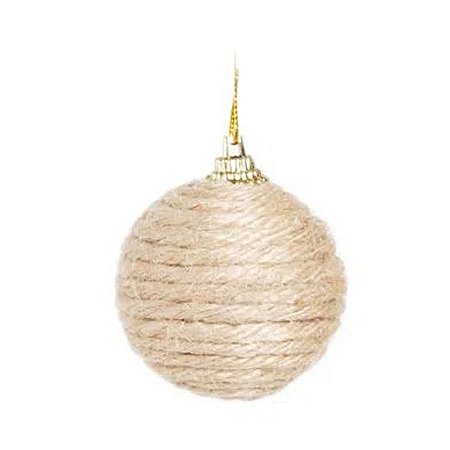 Bola de Árvore de Natal Listrada em Juta - 5 cm - “Bola Natalina Juta” - Cromus Natal - 6 unidades - Rizzo