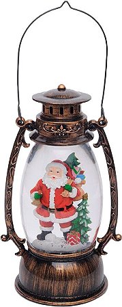 Globo de Vidro Natalino - Lampião Brilhante - Papai Noel - 1 unidade - Cromus - Rizzo