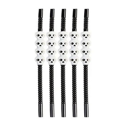 Canudo Preto com Enfeite de Caveira - 5 unidades - Rizzo