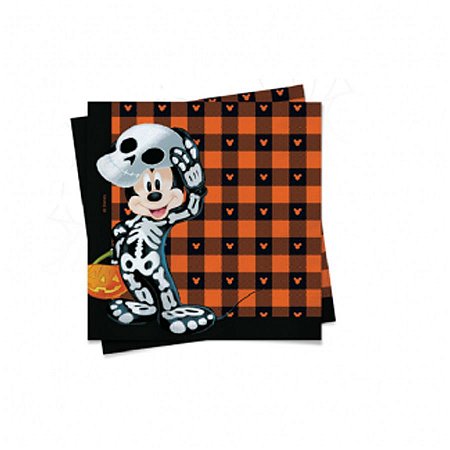Guardanapo Xadrez do Mickey Esqueleto — “Guardanapo do Mickey Esqueleto” — 20 unidades — Cromus — Rizzo