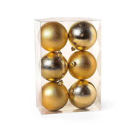 Bolas de Natal Ouro Fosco e Brilhante - Cromus Natal - 6 unidades - Rizzo