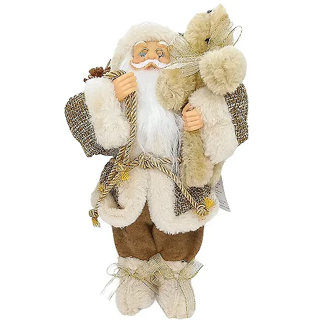 Papai Noel Segurando Ursinho - 39,5 cm - Cromus Natal - 1 unidade - Rizzo