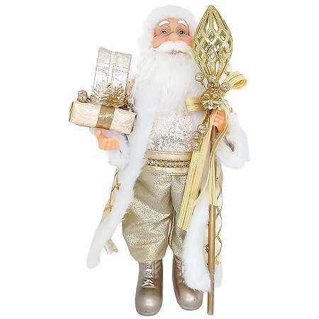 Papai Noel Segurando Cetro e Presentes - 39,5 cm - Cromus Natal - 1 unidade - Rizzo