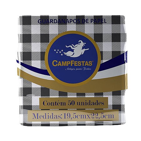 Guardanapo Crepado Xadrez - Preto - 50 unidades - CampFestas - Rizzo