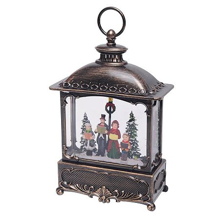 Lanterna Decorativa de Natal - "Lanterna Natalina com Pessoas e Neve" - 1 Unidade - Cromus - Rizzo
