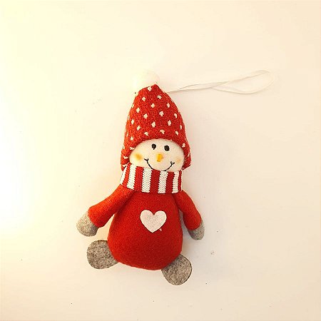 Enfeite para Pendurar Feltro - Boneco de Neve de Cachecol - Bolinhas Poá - 1 unidade - Cromus - Rizzo