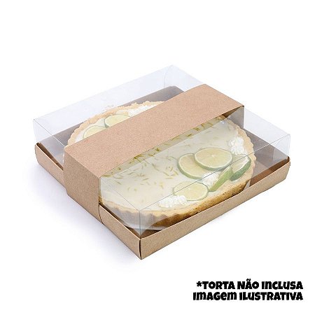 Caixa para Tortas com Tampa de Acetato e Tira - Kraft - 1 Unidade - Cromus - Rizzo