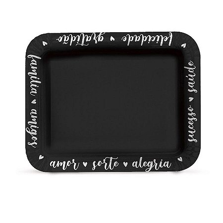 Bandeja Laminada para Bolo Doces, ou Salgadinhos - Tamanho R5 40,5x33,3cm - Preta - 1 unidade - Cromus - Rizzo
