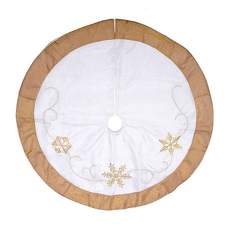 Saia Para Árvore - Floco Neve - Branco/Dourado -120cm - 1 unidade - Cromus - Rizzo