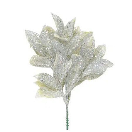 Galhos Curtos - Folhas Glitter - Verde - 1 unidade - Cromus - Rizzo