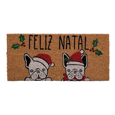 Capacho De Fibra - Feliz Natal Noel  - BullDog - 55 x 25cm - 1 unidade - Cromus - Rizzo