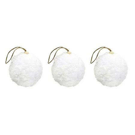 Bola Decorativa - Branca - 10cm - Cod.BD988 - 3 unidades -  - Rizzo