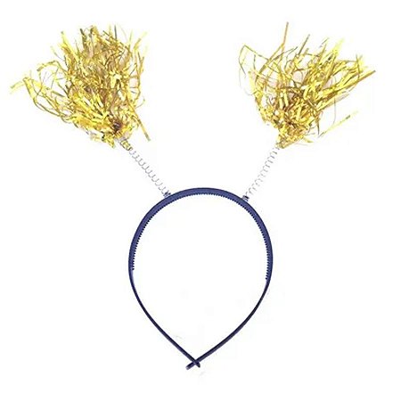 Tiara Rafia Pom Pom - Amarelo 11,5cm x 20cm - 1 unidade - Rizzo