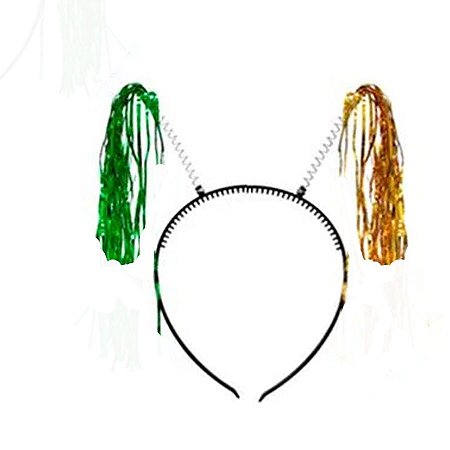 Tiara Rafia Pom Pom - Verde Amarelo - 11,5cm x 20cm - 1 unidade - Rizzo