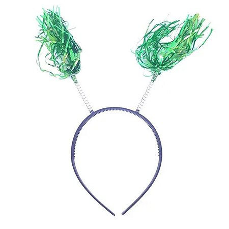 Tiara Rafia Pom Pom - Verde 11,5cm x 20cm - 1 unidade - Rizzo