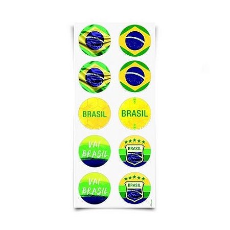 Adesivo Decorativo - Vai Brasil - 4cm x 4cm - 10 unidades - Cromus - Rizzo
