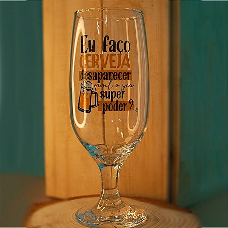 Taça Floripa Happy Beer - 300ml - Eu Faço Cerveja Desaparecer - 1 unidade - Allmix - Rizzo
